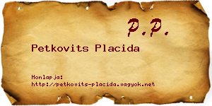 Petkovits Placida névjegykártya